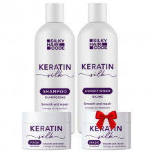 KERATIN SILKE intensiv effekt restaurering sett for skadet hårstruktur + GAVE: ekstra hårmaske