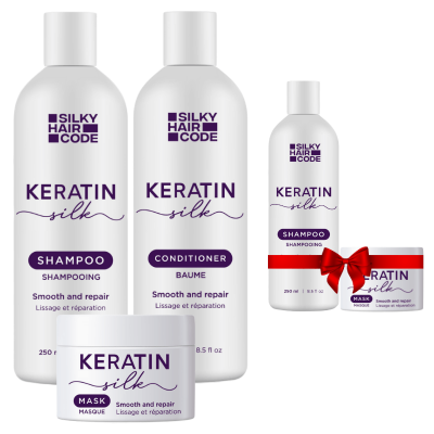 Rekostruktiv keratinbehandling - for alle hårtyper og lengder + det andre settet GRATIS!